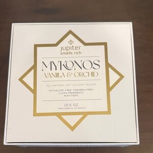 Jupiter Mykonos Vanilla & Orchid Candle - clean soy coconut non toxic